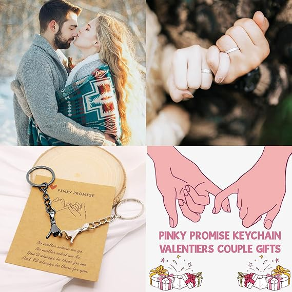 ✅Azokro® 2pcs Pinky Promise Gift Matching Gifts for Him Her Best Friend fmaily Matching Keychains for Gifts