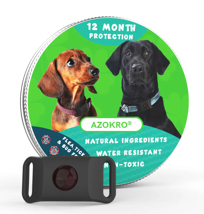 Azokro®12 Months Flea and Tick Free,Waterproof Design, Long Lasting Protection, Extremely Stretchable - Fits Every Dog, for Rain, Mud, River, Swim