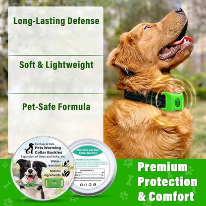 Azokro®12 Months Flea and Tick Free,Waterproof Design, Long Lasting Protection, Extremely Stretchable - Fits Every Dog, for Rain, Mud, River, Swim