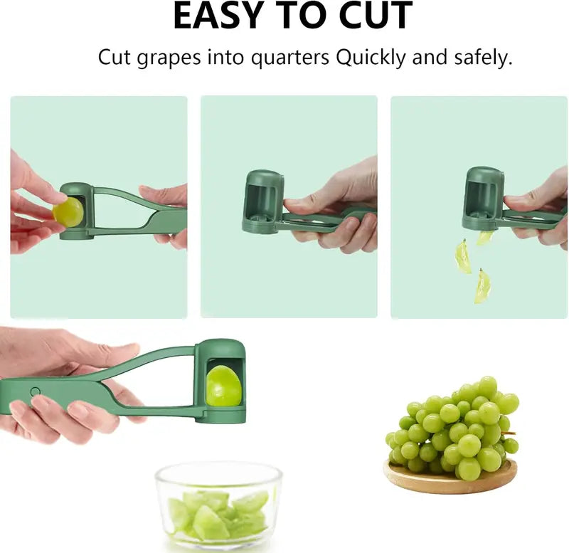 ✅Azokro® Grape Cutter for Toddlers 1-3 - Stainless Steel Baby Fruit Slicer Safe & Easy Grape, Cherry Tomato, Strawberry, Blueberry Cutter - Lightweight Kitchen Gadget for Fruit Salad & Cake Decor
