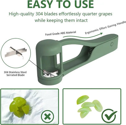 ✅Azokro® Grape Cutter for Toddlers 1-3 - Stainless Steel Baby Fruit Slicer Safe & Easy Grape, Cherry Tomato, Strawberry, Blueberry Cutter - Lightweight Kitchen Gadget for Fruit Salad & Cake Decor
