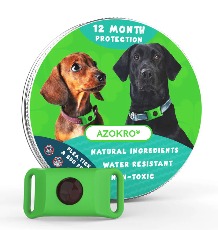 Azokro®12 Months Flea and Tick Free,Waterproof Design, Long Lasting Protection, Extremely Stretchable - Fits Every Dog, for Rain, Mud, River, Swim