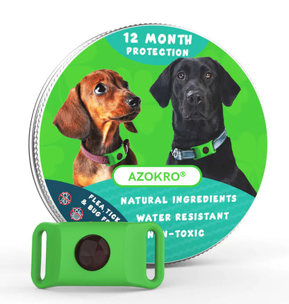 Azokro®12 Months Flea and Tick Free,Waterproof Design, Long Lasting Protection, Extremely Stretchable - Fits Every Dog, for Rain, Mud, River, Swim