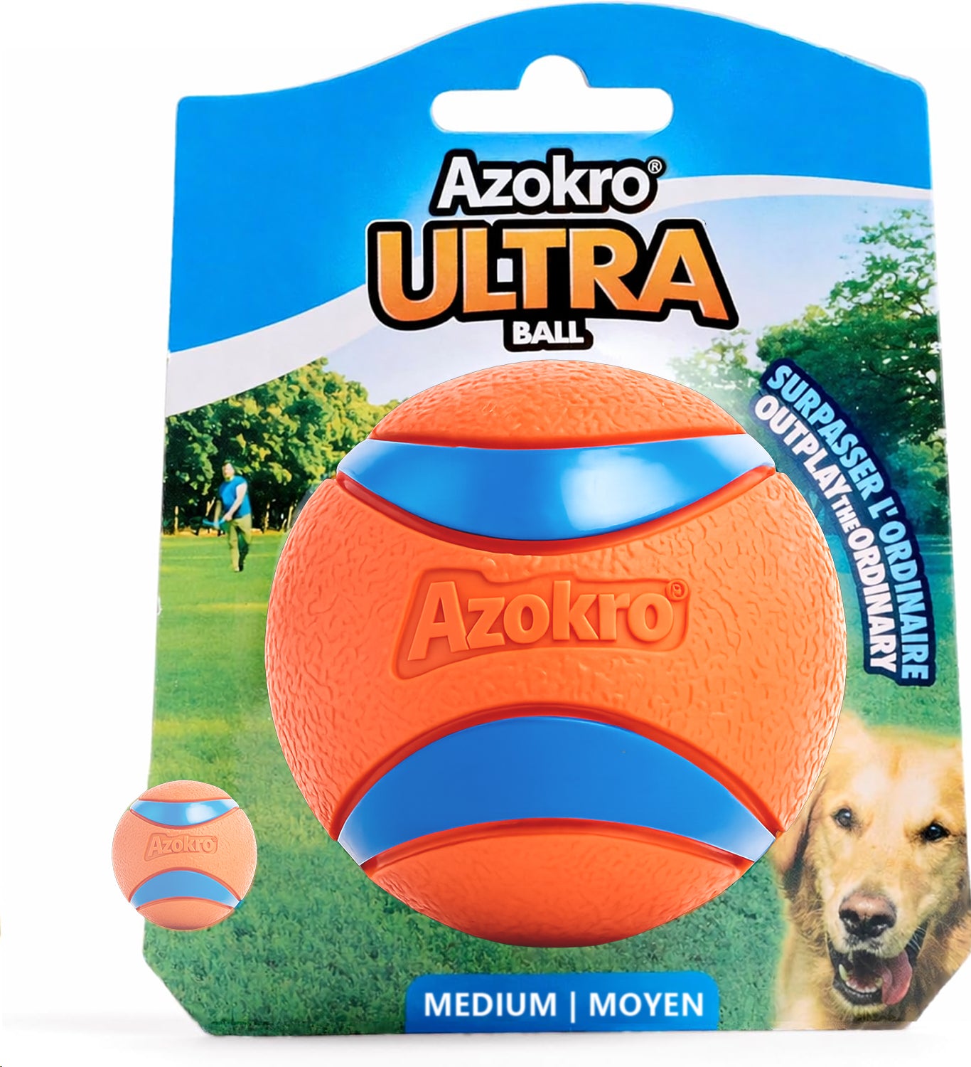 Azokro®Ultra Ball Dog Toy - Medium Bouncy Fetch Balls For Dogs 20-60 lbs - Made from Durable Rubber - Floating Water Pet Toys - Size Medium - 2.5-inch Diameter