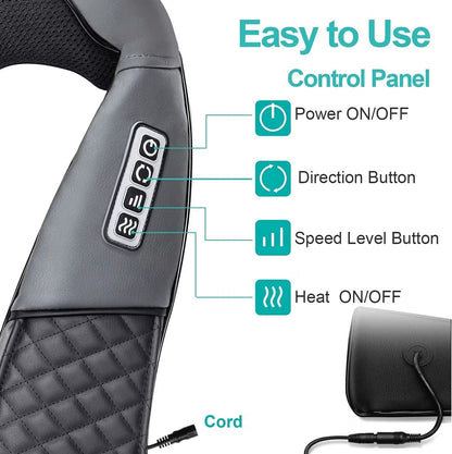 💆🏼Azokro®Neck massager - Pressure-type massage device - Portable massage equipment with heating function - Electric massage pillow for relieving neck and back pain - Gray product suitable for both women and men