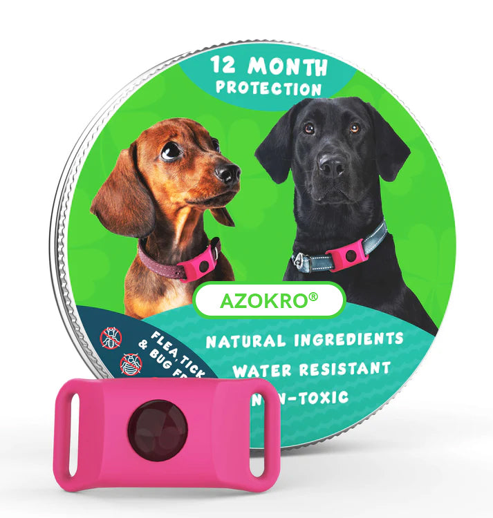 Azokro®12 Months Flea and Tick Free,Waterproof Design, Long Lasting Protection, Extremely Stretchable - Fits Every Dog, for Rain, Mud, River, Swim