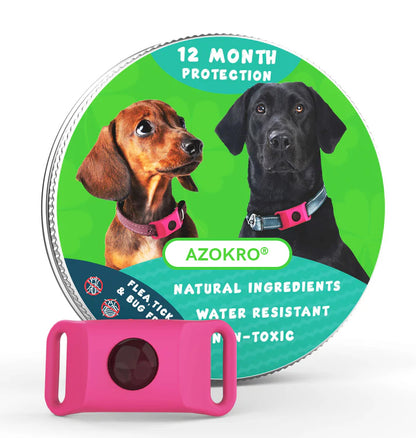 Azokro®12 Months Flea and Tick Free,Waterproof Design, Long Lasting Protection, Extremely Stretchable - Fits Every Dog, for Rain, Mud, River, Swim
