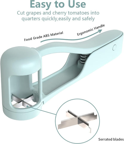 ✅Azokro® Grape Cutter for Toddlers 1-3 - Stainless Steel Baby Fruit Slicer Safe & Easy Grape, Cherry Tomato, Strawberry, Blueberry Cutter - Lightweight Kitchen Gadget for Fruit Salad & Cake Decor