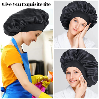 🔥Azokro® Silk Bonnet for Sleeping, Double Layer Satin Adjustable Straps lined Hair Bonnets（One Bonnet for Sleep, Beauty Routine & Everyday Comfort）
