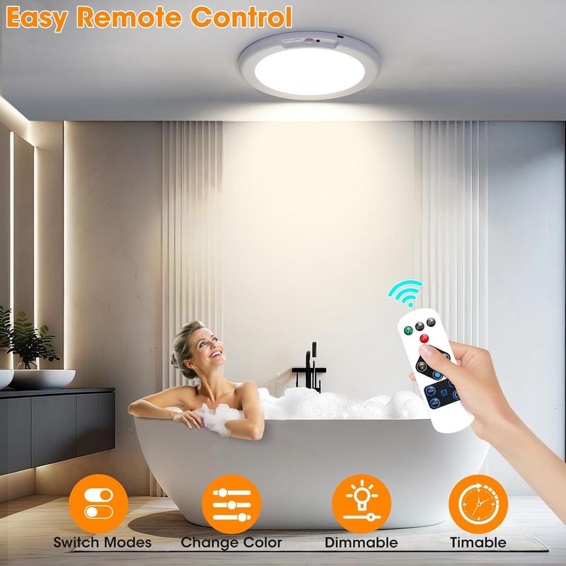✅Azokro®Rechargeable Motion Sensor Ceiling Light with Remote - Magnetic Wireless Ceiling Light Battery Powered for Closet Shower Stairs Shed Hallway ect