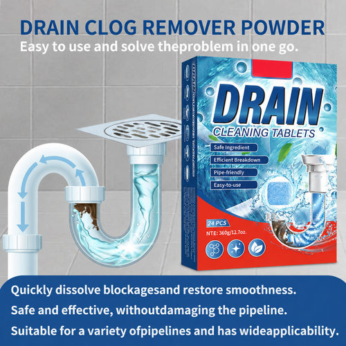 ✅Azokro®Premium Drain Cleaner Tablets-works across multiple drain areas, Safe formula with efficient breakdown power, No measuring needed