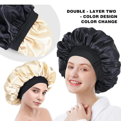 🔥Azokro® Silk Bonnet for Sleeping, Double Layer Satin Adjustable Straps lined Hair Bonnets（One Bonnet for Sleep, Beauty Routine & Everyday Comfort）
