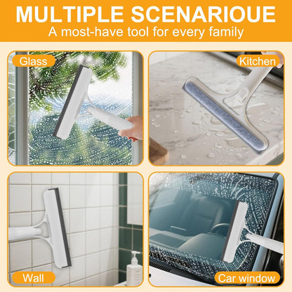 ✅Azokro® Pro 3 in 1 Window Cleaning Scraper with 2 Replaceable Cleaning Cotton Strips, 3 in 1 Spray Squeegee, Window Squeegee, Suitable for Cleaning Bathroom Glass, Mirrors, Car Windows