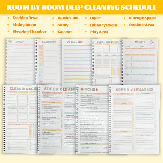 ✅Azokro® 【ADHD Cleaning Planner】 A4 Size Daily Schedule & focus Checklist Notebook for Home Office & Dorm Use Durable Cover Smooth Pages Office Stationery Essential - Plannerbook