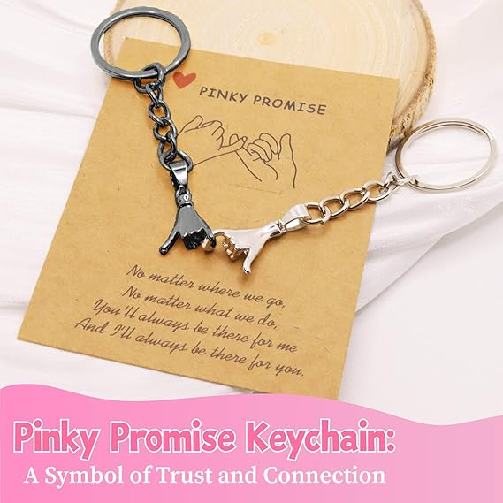 ✅Azokro® 2pcs Pinky Promise Gift Matching Gifts for Him Her Best Friend fmaily Matching Keychains for Gifts