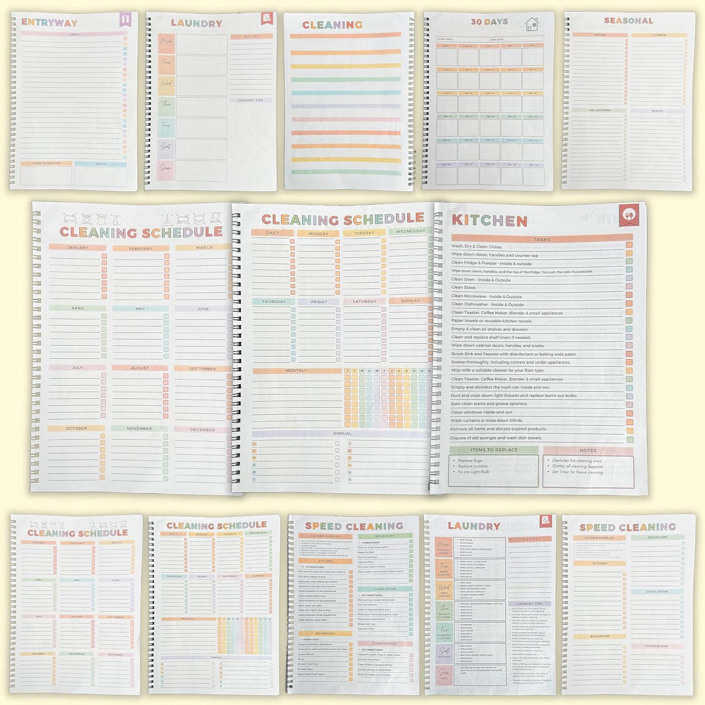 ✅Azokro® 【ADHD Cleaning Planner】 A4 Size Daily Schedule & focus Checklist Notebook for Home Office & Dorm Use Durable Cover Smooth Pages Office Stationery Essential - Plannerbook