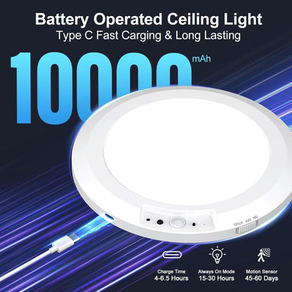 ✅Azokro®Rechargeable Motion Sensor Ceiling Light with Remote - Magnetic Wireless Ceiling Light Battery Powered for Closet Shower Stairs Shed Hallway ect