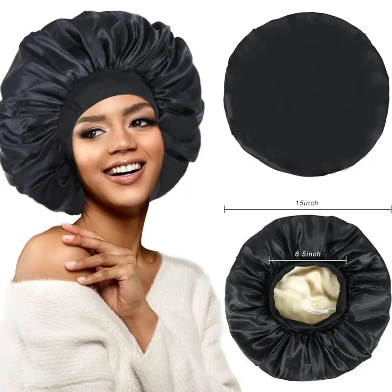 🔥Azokro® Silk Bonnet for Sleeping, Double Layer Satin Adjustable Straps lined Hair Bonnets（One Bonnet for Sleep, Beauty Routine & Everyday Comfort）