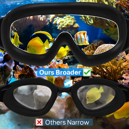 🥽Azokro®Adult swimming goggles (suitable for both men and women), No Leaking 180° Swim Glasses, Easy to Wear, Wide View, Anti-Fog, UV Protection, Comfortable Fit, Suitable for Men Women Outdoor fun